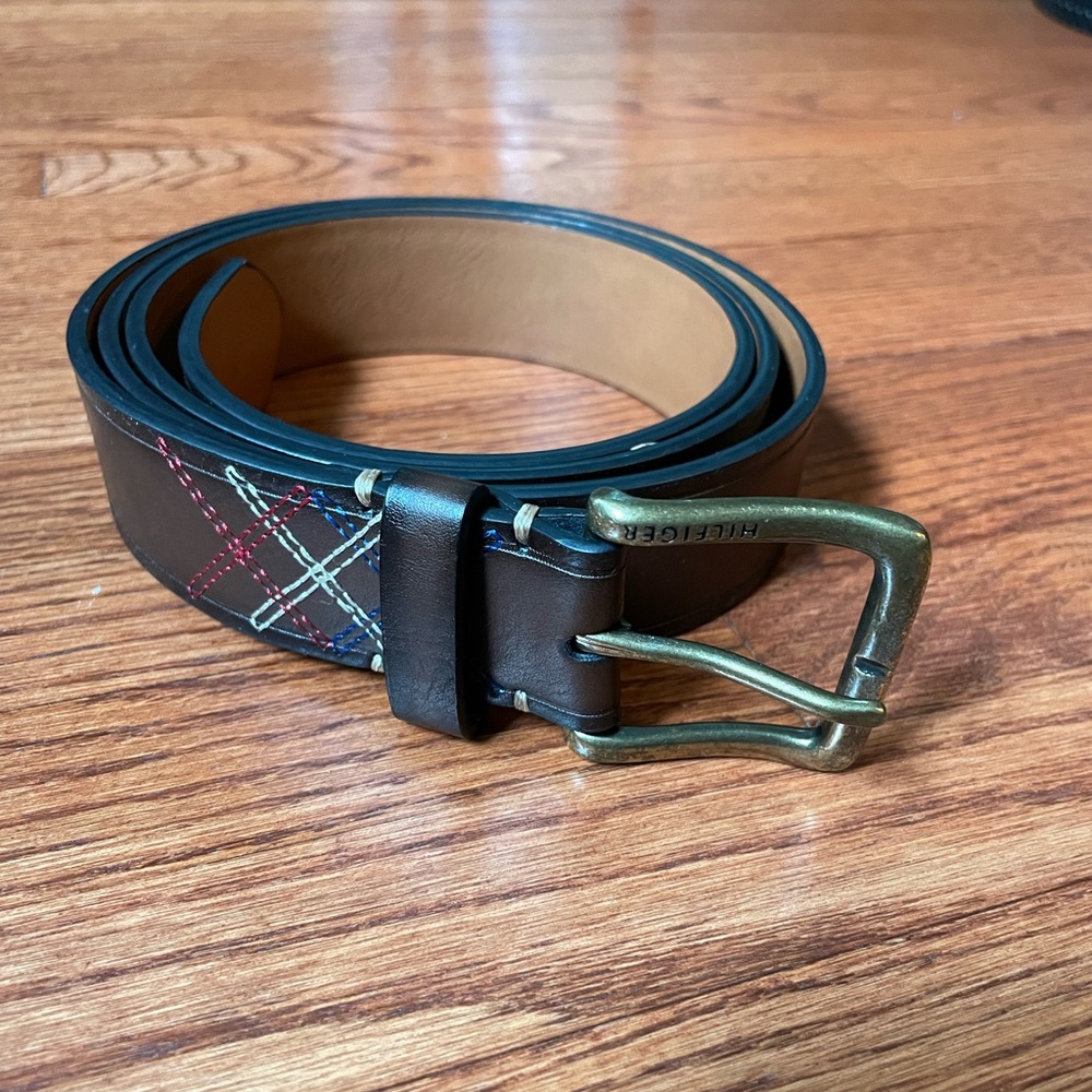 Men’s Tommy Hilfiger Brown Leather Belt, Size 44